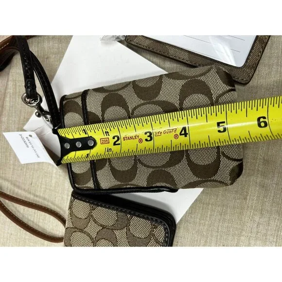 Coach Signature Logo Print Brown Lanyard Wallet & Pouch - Picture 5 of 13